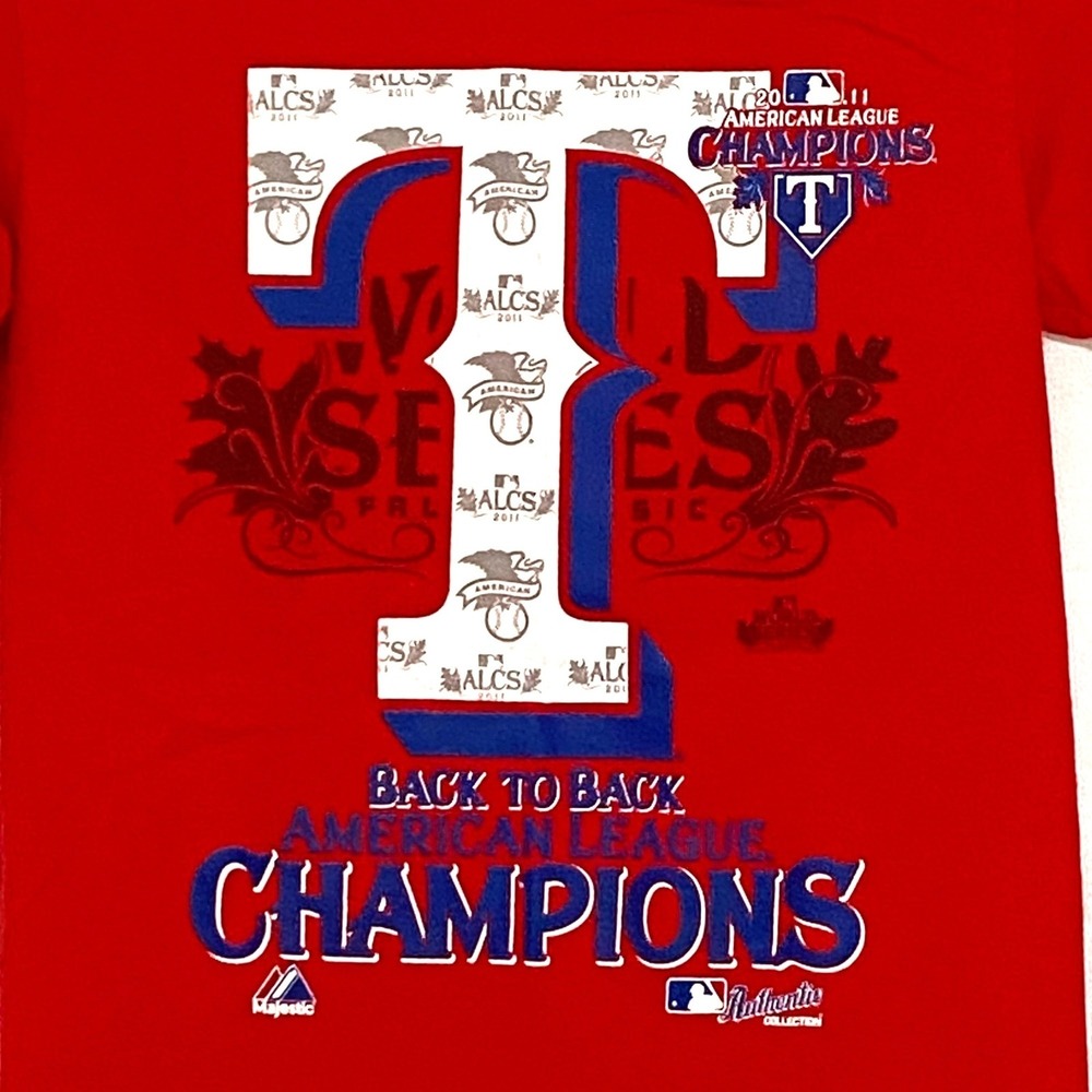 Texas Rangers 2011 American League Champion T-Shirt Womens S Red Baseball Sports